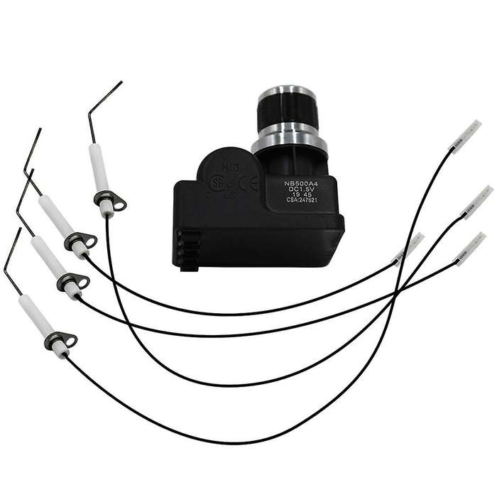 Grill Igniter Kit for Blackstone 28 Inch Griddle, 4 Outlet Universal Aa Battery Silver Cover Spark