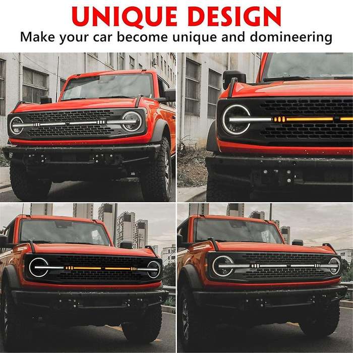 Grille Light Strip for 2021 2022 2023 Accessories, Hood Grille Led Dynamic Lights (straight Line Sty