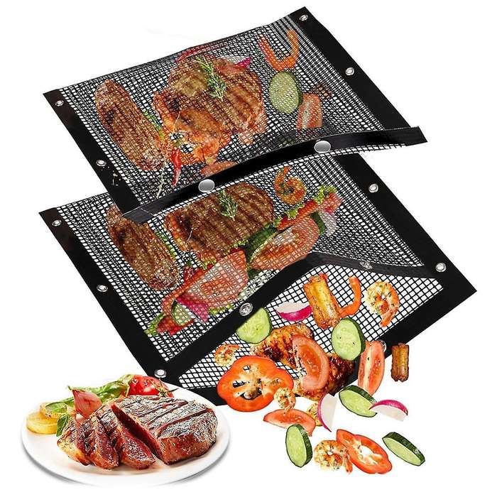 Grilling Bags for Outdoor Grilling-11.82x10.62 Inch, 2 Pack Reusable Non-stick Bbq Mesh Grill Bags