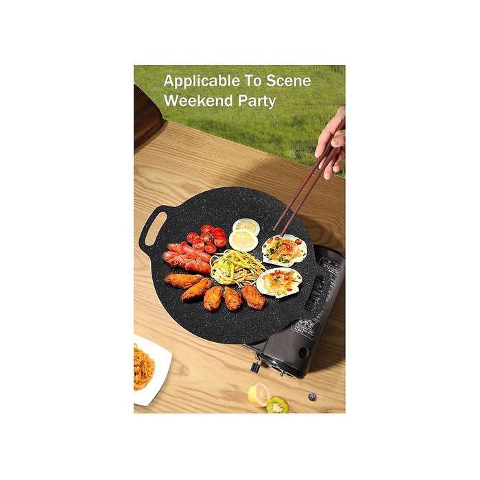Grilling Pan Non-stick Baking Dishes Pans for Outdoor Camping Kitchen Bakeware Tools Black 33cm