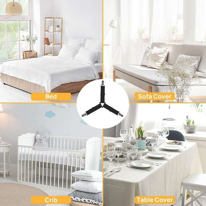 Grip Nonslip Bed Sheet Strap,adjustable Elastic Fasteners with Iron Clips,bedsheet Holder for Fitte