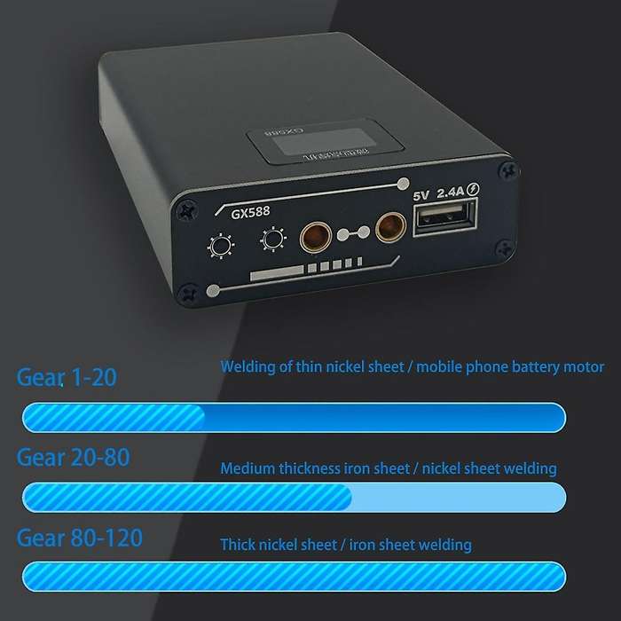 GX588 Portable 18650 Battery Spot Welder Spot Welding Machine Set with OLED Display for 0.2MM Strip