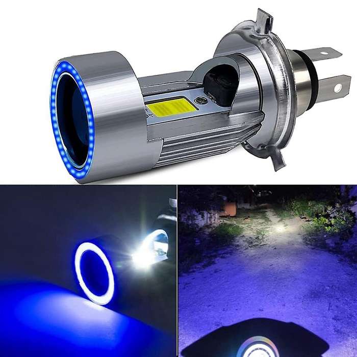 H4 LED Headlight Bulb Motorcycle Hi/Lo Beam with Angel Eye Daytime Running Light 25W 3000LM Super 6