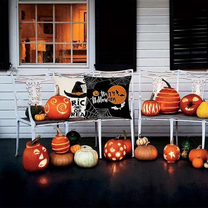 Halloween Decorations Throw Pillow Covers 18x18 Set of 4 Halloween Pillow Case for Cushion Sofa Bed