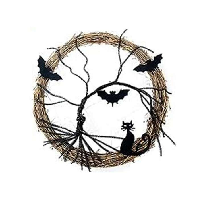 Halloween Wreaths for Front Door,Halloween Wreath, Bat and Black -Decor Halloween Door-Wreath Decor