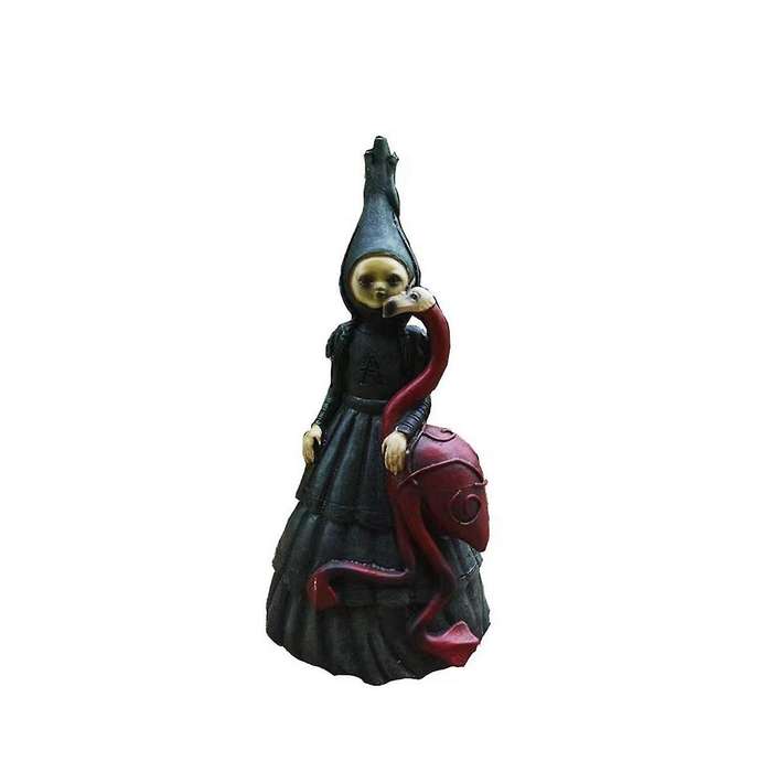 Halloween Witch Minifigure Statue Resin Creepy Witch Sculptures Garden Decoration for Home Desktop G