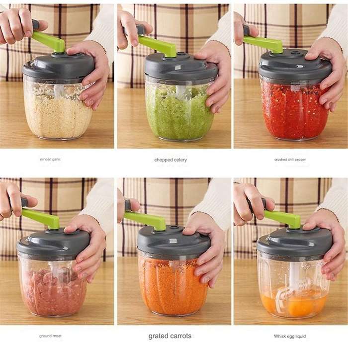 Hand Chopper, Manual Food Chopper, Hand Crank Onion Spinner, Food Chopper with Container, Rotary On