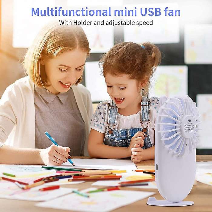 Handheld Mini USB Fan, Portable USB Pocket Fan Rechargeable with Holder, 3 Speeds Adjustable Design