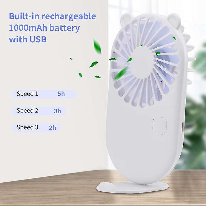 Handheld Mini USB Fan, Portable USB Pocket Fan Rechargeable with Holder, 3 Speeds Adjustable Design