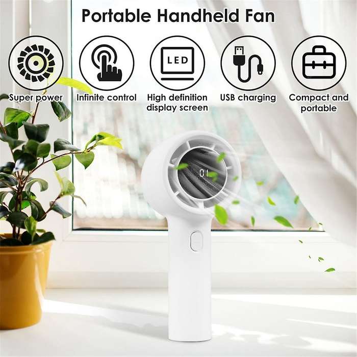 Handheld Portable High Wind Long-Lasting Desktop Silent Small Fan 3-Speed Charging Fan with Display