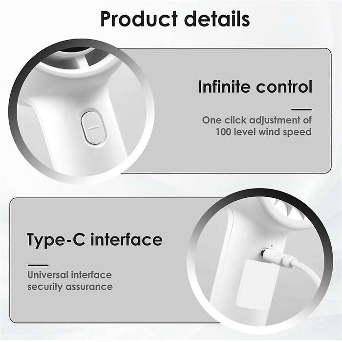 Handheld Portable High Wind Long-Lasting Desktop Silent Small Fan 3-Speed Charging Fan with Display