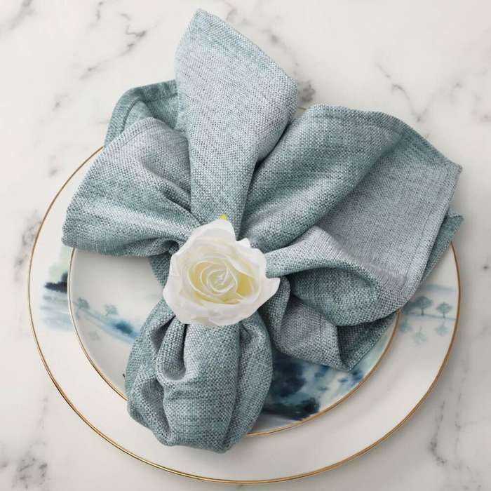 Handicraft Flower Napkin Rings Set Of 4, Crafts Vine Design Napkin Holder Rings Table Decorations F