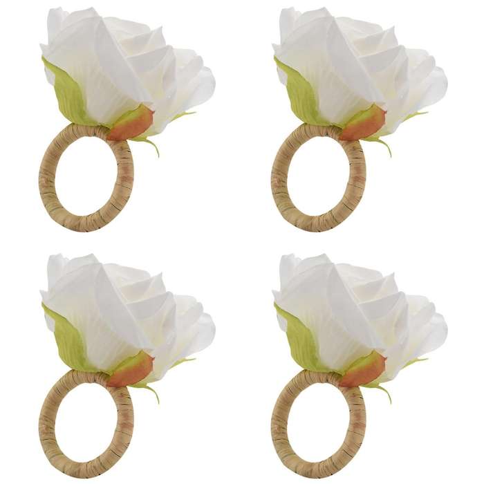 Handicraft Flower Napkin Rings Set Of 4, Crafts Vine Design Napkin Holder Rings Table Decorations F