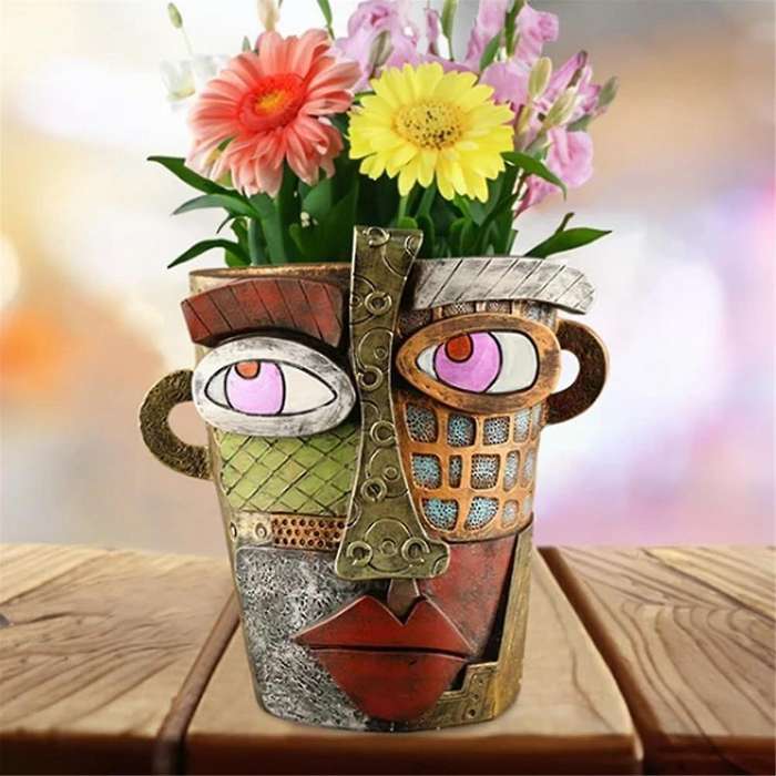 Handmade Brutalist Abstract Beauty Face Flower Pot Large Indoor Flower Pot Green Plant Pot Container
