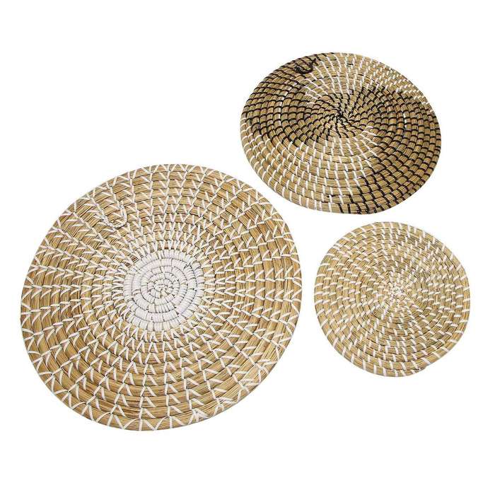 Handmade Hanging Wall Basket Decor( 3)round Woven Basket , Decor Trays for Bedroom,kitchen,living R