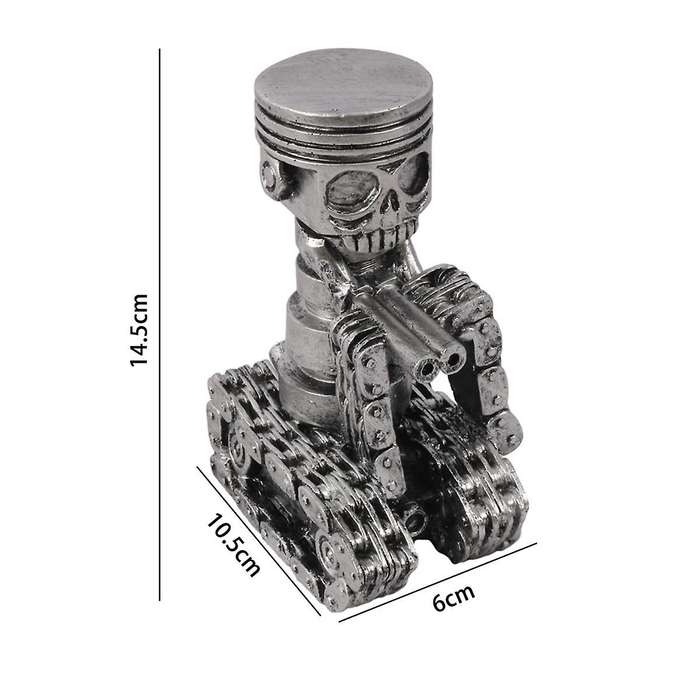 Handmade Piston Man Skull Face Art Figurine Carved Skeleton Face Sculpture Home Office Desktop Decor