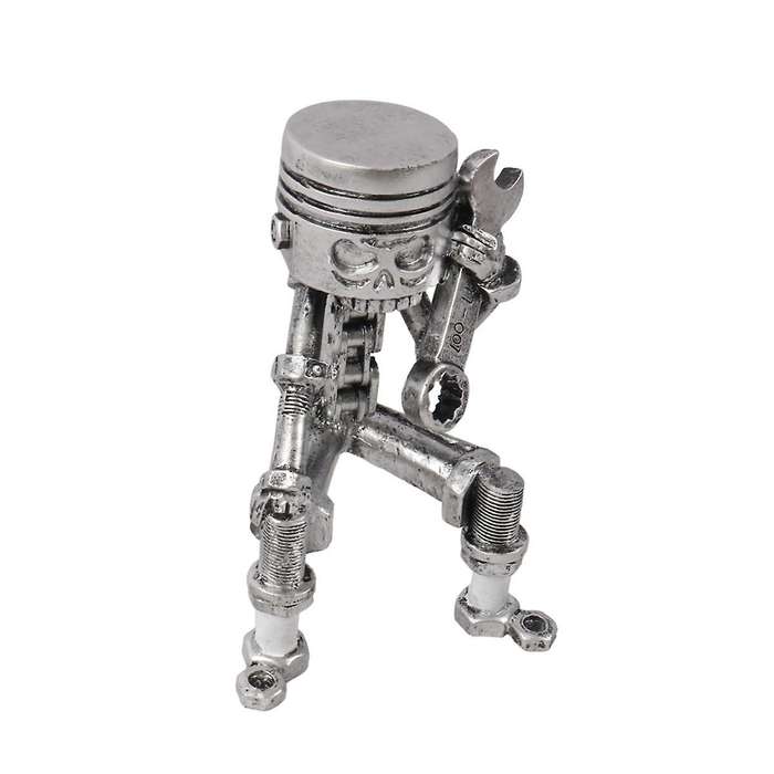 Handmade Piston Man Skull Face Art Figurine Carved Skeleton Face Sculpture Home Office Desktop Decor