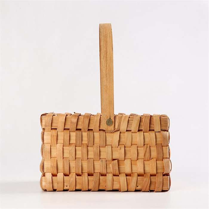 Handwoven Flower Basket, Picnic Basket, Wooden Storage Basket Natural Handwoven Basket