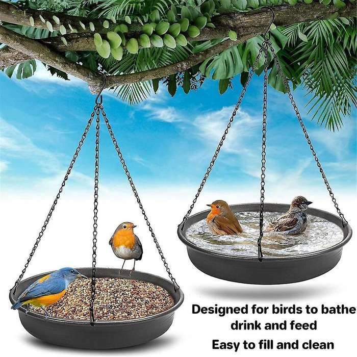 Hanging Bird Bath Hanging Bird Feeder Round Tray Thickened Resin Tray Deep Water Tray Bird Feeder Fe