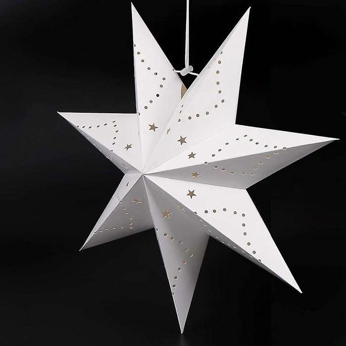 Hanging Paper 7 Pointed Star Lantern, Christmas Hanging Star Decorations for Christmas Wedding Birth