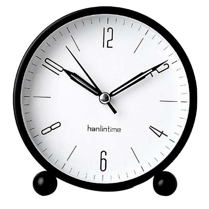 Hanlintime Analog Alarm Clock,easy Set Small Desk Clock,non Ticking,with Night Light, Battery Power