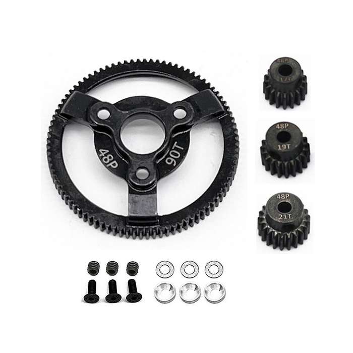 Hardened Steel 48p Spur Gear with Pinion Gear for Slash 2wd Bandit Drag Slash Parts,90t