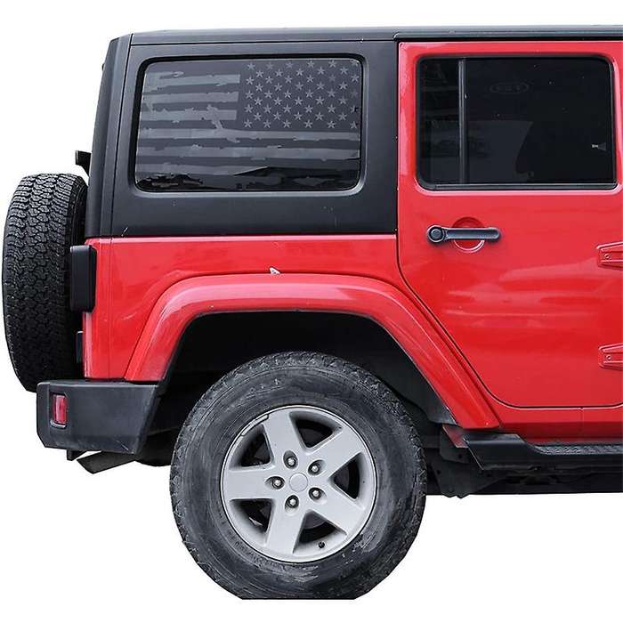 Hardtop Window USA Distressed Flag Decals American Flag Stickers for 2011-2017 JK 4 Door, 1 Pair