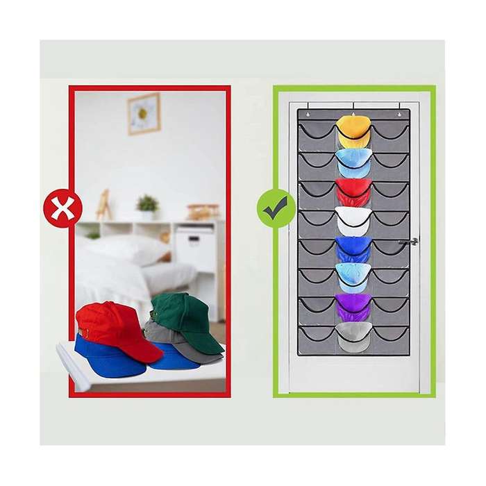 Hat Storage Organizer Clear Pockets Hat Rack Door Hanging Holder Hanger Storage Rack for Baseball C