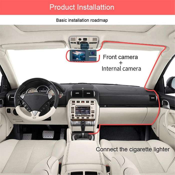 HD 1080P Car Recorder Car 2 Inches Display Three Lenses with the Same Display with Reverse Image Car
