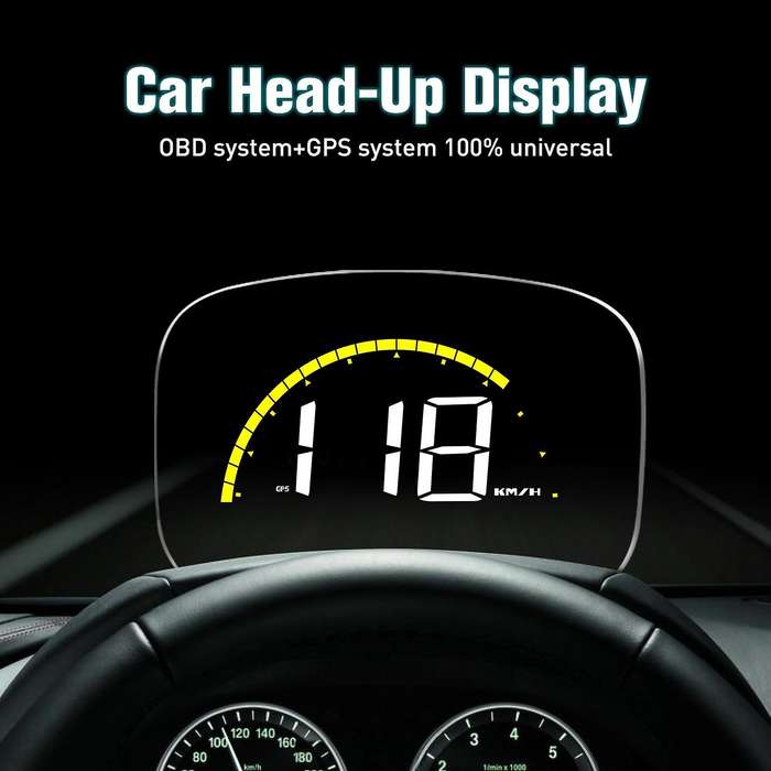 Head Up Display 2.6 Inch OBD2 + GPS Dual Mode HUD Mirror Car Speed Projector Digital MPH Speedometer