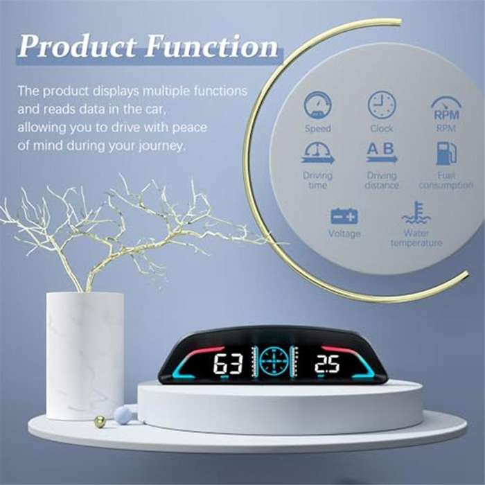 Heads Up Display for Cars B3, Obd2 Gauge Display with Speed, Fuel Consumption,fatigue Driving Alert