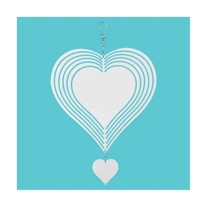 Heart Shape Dimensional Rotating Wind Chime Garden Decoration Sublimation Blank Double-sided Diy Pr