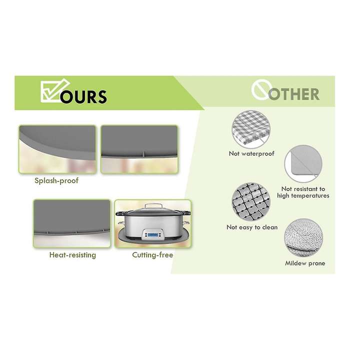 Heat Resistant Mat for 6-8 Quart Slow Cooker, Kitchen Heat Resistant Silicone Trivet,Oval Thickened