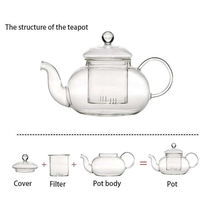 Heat-Resistant Glass Teapot Filter Kung Tea Set Six-Person Pot Borosilicate Pot 600Ml
