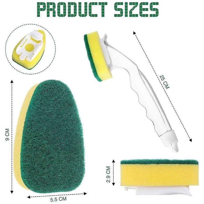 Heavy Duty Dish Wand Sponge Brush, Non-scratch Kitchen Scrub Brush for Dish,sink Cleaning Sponges H