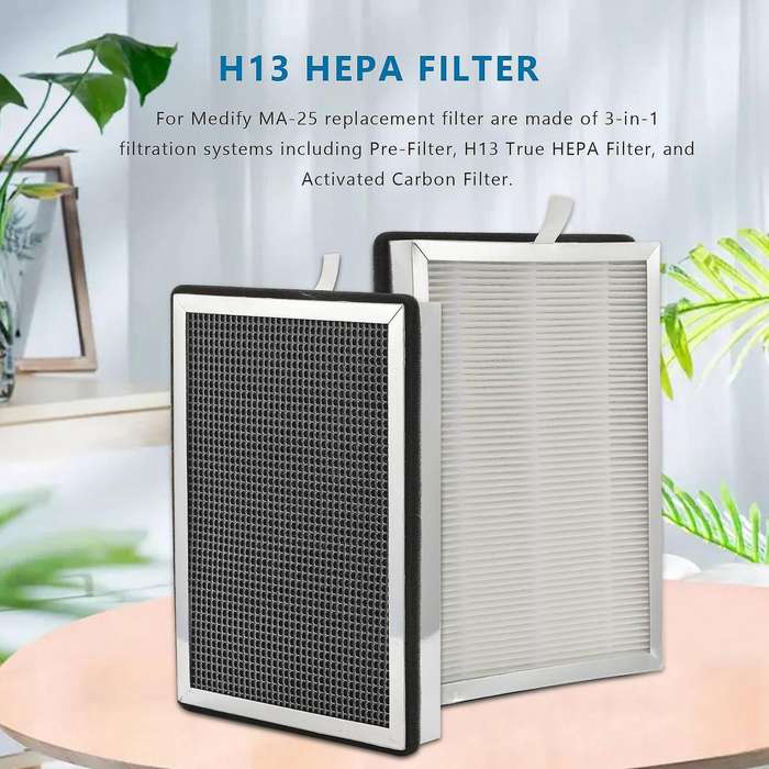 Hepa Filter Replacement for Ma-25 Air Purifier 2-pack 3 In 1 Filtration True Hepa H13 Filter Pre-fi