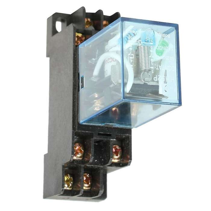 Hh52p Dc 24v Coil Dpdt 8 Pins Electromagnetic Relay with Dyf08a Base, Black+ Clear Blue