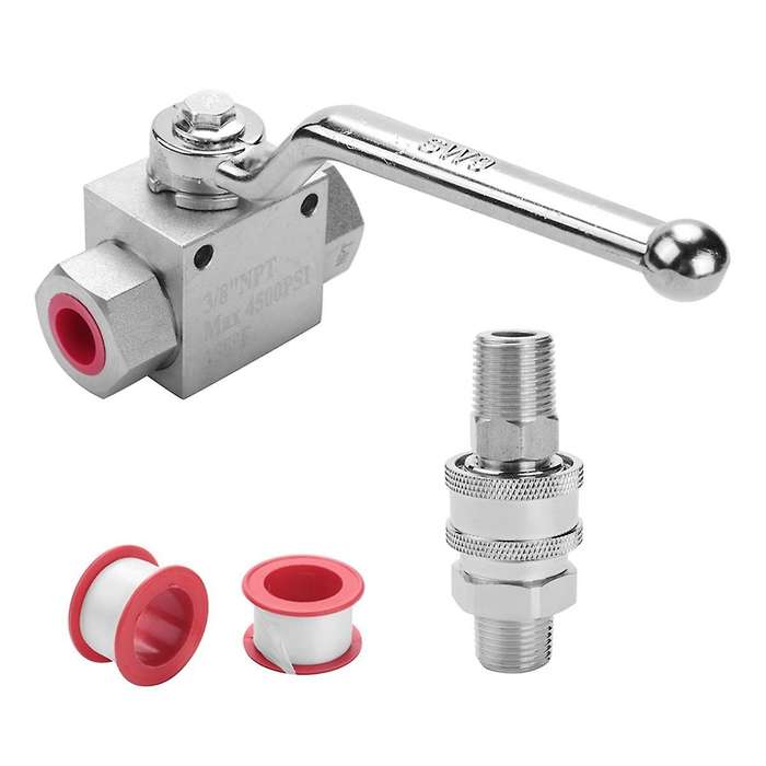 High Pressure Washer Ball Valve Kit Power Washer Hose 3/8 Inch Quick Connect 4500 Psi