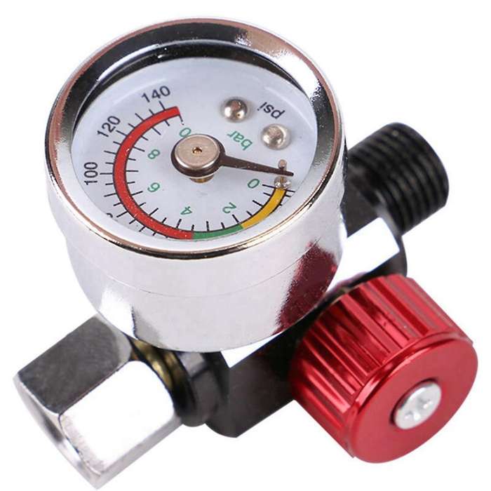 High-Flow Air Pressure Regulator with Instrument, 0-140 PSI Air Flow Control Regulating Valve is Sui