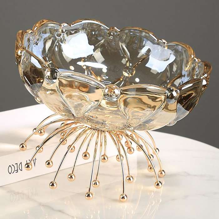 High-Foot Crystal Glass Fruit Plate Luxury Living Room Dining Table Snacks Candy Plate Nordic Home K