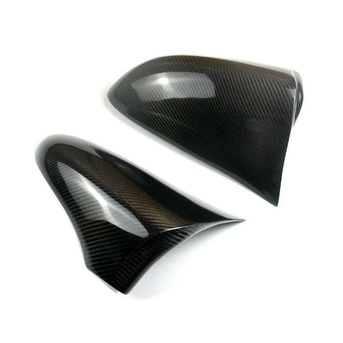 Horn Style Carbon Fiber Glossy Black Wing Rear View Mirror Cover Cap Case Trim for Is Gs Es Rc Righ
