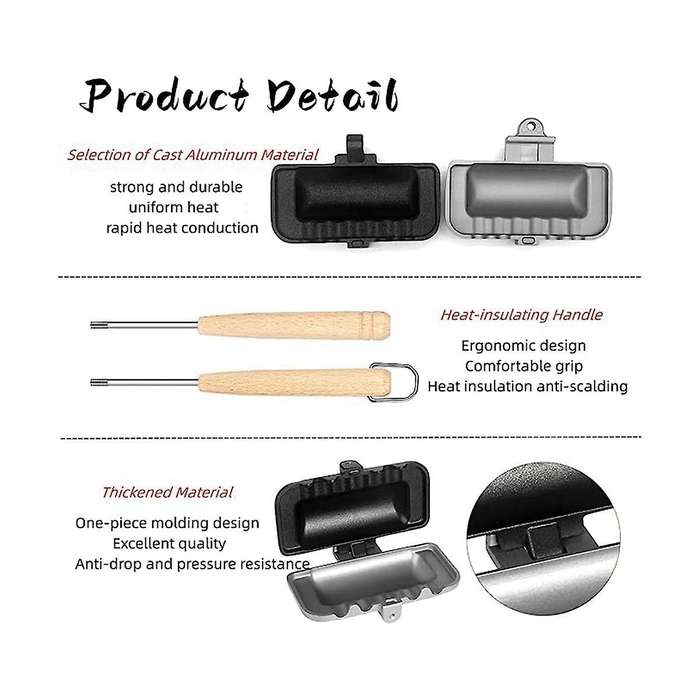 Hot Dog Toaster , Double-sided Sandwich Baking Pan, Cheese Maker Sandwich Maker Flip Pan,camping Fr