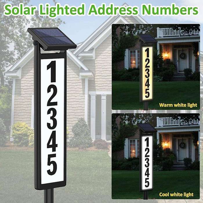 House Numbers Address Sign LED Light Solar Light Lighted Up Address Plaques Solar Powered 0-9 A-F