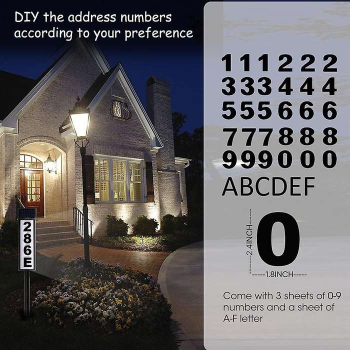 House Numbers Address Sign LED Light Solar Light Lighted Up Address Plaques Solar Powered 0-9 A-F