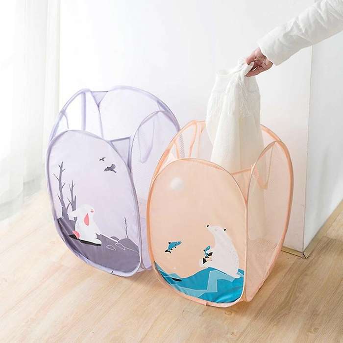 Household Foldable Cartoon Large Capacity Dirty Clothes Basket Laundry Hamper Cloth Nets Storage Org