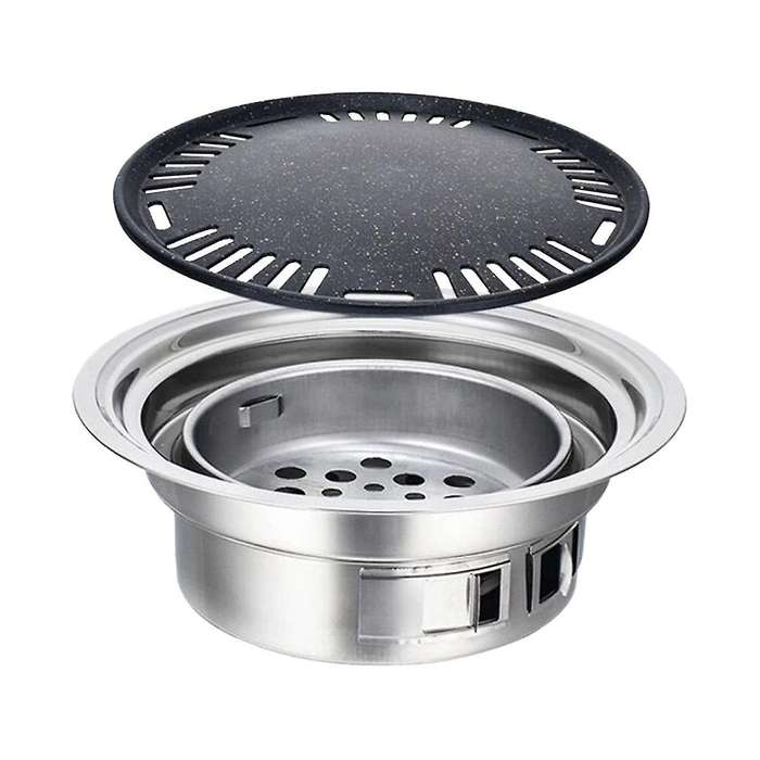 Household Stainless Steel Charcoal Oven Commercial Round Non-stick Barbecue Oven Outdoor Camping Po