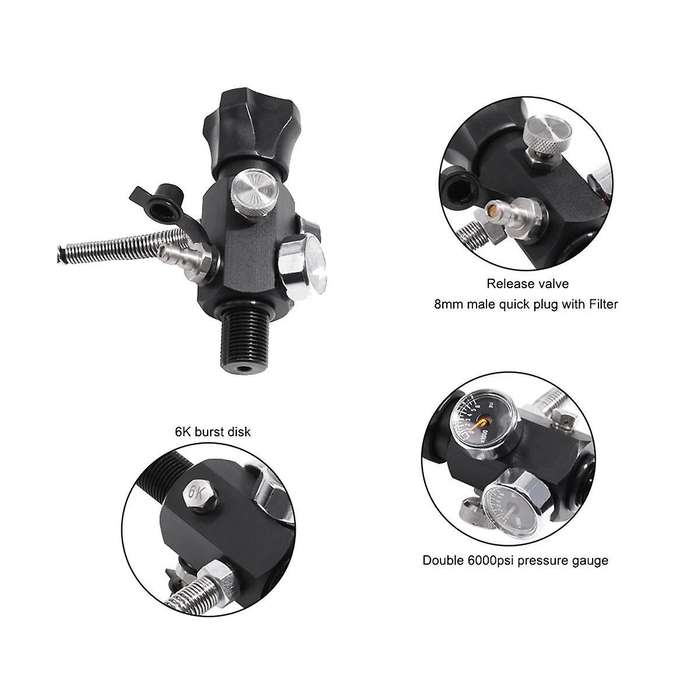 Hpat M18x1.5 Fill Refill Station Tank Charging Valve Dual Gauge with 50cm High Pressure Hose
