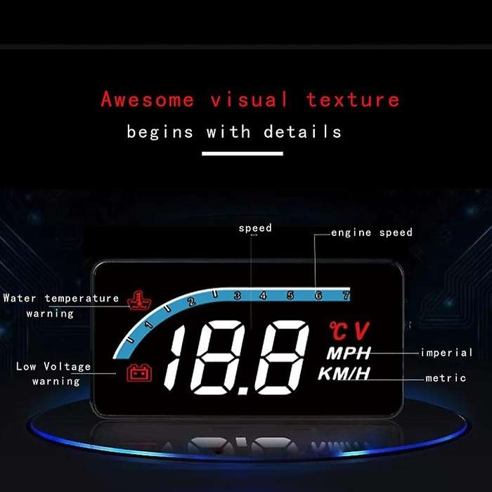 HUD Head-Up Display Car-Styling Hud Display Overspeed Warning Windshield Projector Alarm System Univ
