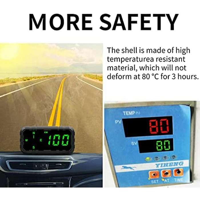 HUD Speedometer Odometer Compass GPS Digital Display Big Fonts Univsersal for All Cars Vehicles