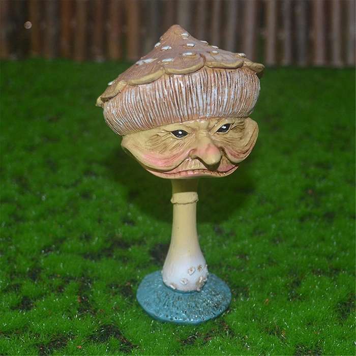 Human Face Mushroom Sculpture Resin Crafts Ornaments Garden Statue Figure Ornaments